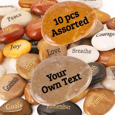 10PCS Bulk Custom Engraved Stones Made-to-Order River Rocks Personalized Inspirational Faith Healing Encouragement Stone 1.5"-2" for Corporate Events, Church, School, Wholesale Resale & Memorial Gifts