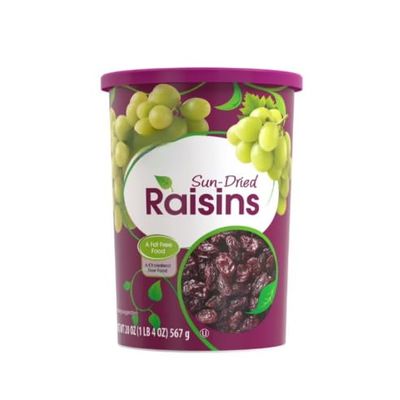 Sun-Dried Raisins, Naturally Sweet Dried Fruit Snack, Seedless Raisins, High Fiber Snack, Perfect for Baking, Cooking & Snacking, Resealable Canister, 20 oz (567 g)