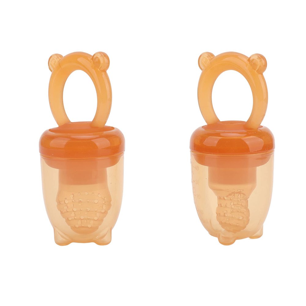 2PCS Baby Fruit Feeder Pacifier, Infant Fresh Fruit Teether with Anti Leakage Silicone Design, Safe Teething Relief Toy for Self Feeding and Gum Massage