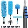 30ft High Reach Duster Kits, Heavy Duty High Reach Duster Kit for Cleaning, Spider Web Brush, Washable Dust Brush for High Roof and Glass Surfaces (with 5-12ft Extension Pole) view 1