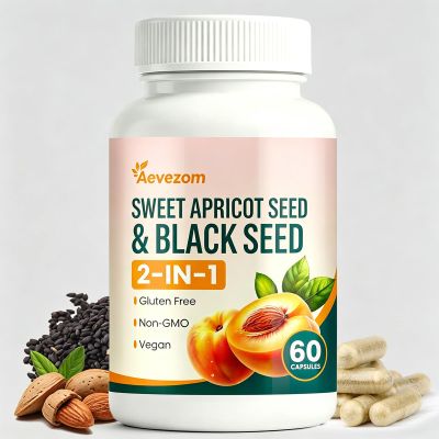 Aevezom Organic Sweet Apricot Seed & Black Seed Capsules for Immune Support & Overall Wellness | 60 Capsules (1)