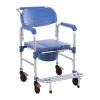 NineLife Basics 3 in 1 Shower Wheelchair for Elderly with Drop Arms Lockable Casters Sliding Shower Chair with Arms Anti-Tilt Foldable Footrest Holds Up to 330 Lbs Removable Bucket for Disabled and Pregnant view 1
