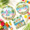 Hawaiian Tropical Plates and Napkins Beach Party Decorations Summer Pool Plates Tableware Set Aloha Bachelorette Pary Supplies view 3