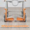 Foldable Shower Transfer Chair, Height Adjustable Bath Seat with Padded Backrest, Rust-Proof Aluminum Commode Wheelchair for Bathroom Safety Orange view 2