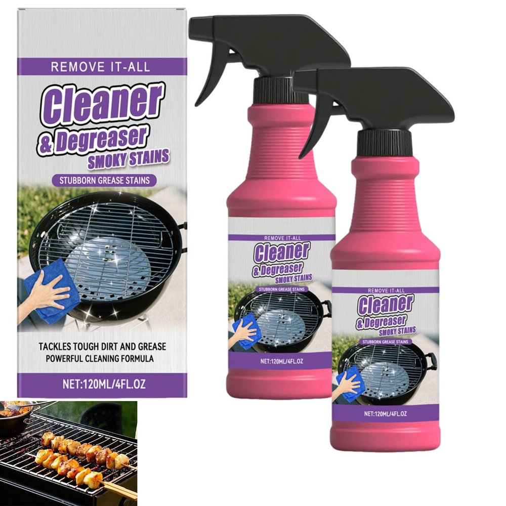 Quatrel Fast-Acting Heavy-Duty Grill Degreaser Spray,Bbq Grill Cleaner & degreaser,Tackles Tough Dirt and Stubborn Grease Stains,Grill Cleaner for Food & Grease,Fast-Acting, Multi-Surface (2PCS)