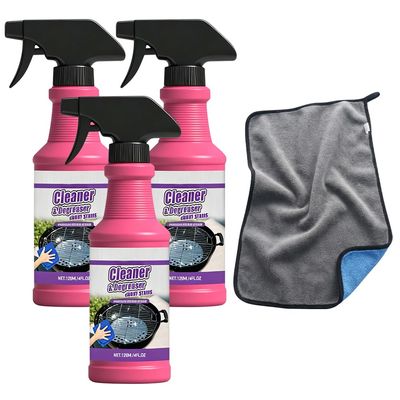 Fast-Acting Heavy-Duty Grill Degreaser Spray, BBQ Grill Cleaner for Burnt Food & Grease (3pcs)