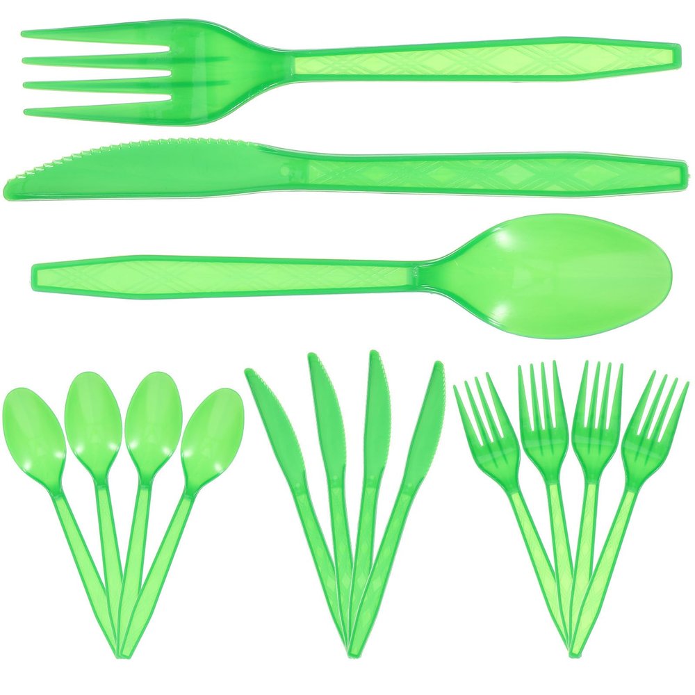 GOOHOCHY Plastic Cutlery Set 90pcs Disposable Plastic Utensils Knife Fork Spoon Deep Green Party Supplies for Picnics Catering and Outdoor Events