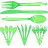 GOOHOCHY Plastic Cutlery Set 90pcs Disposable Plastic Utensils Knife Fork Spoon Deep Green Party Supplies for Picnics Catering and Outdoor Events view 1