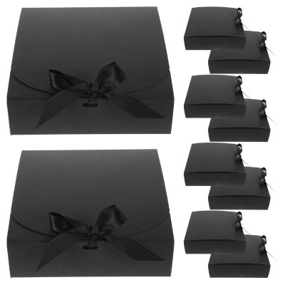 Alasum 10pcs Kraft Paper Wrapping Boxes with Lid 16.5x16.5x5cm Thickened Black Decorative Storage Case for Birthday Party Candy Dessert Packaging and Holiday Presents