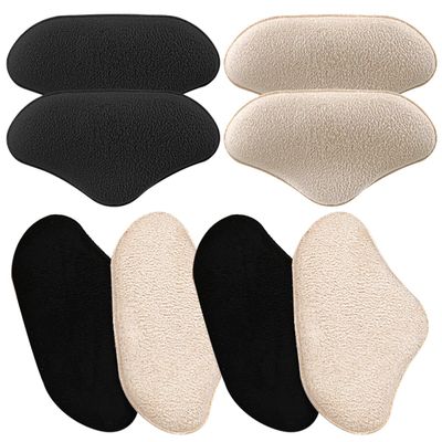 IWOWHERO Invisible Self-Adhesive Heel Grips Pads for Women High Heels 4 Pairs (Black Beige) Non-Slip Cushions for Blister Prevention and Comfortable Fit