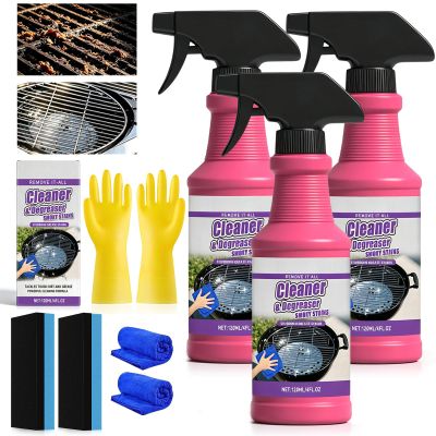 WOPZXXR 120ML/4 oz Fast-Acting Heavy-Duty Grill Degreaser Spray, BBQ Grill Cleaner Spray, Professional Grease Remover for Grill Grates, Ovens, Flat Tops & Vent Hoods, Fast Acting (3Pcs)