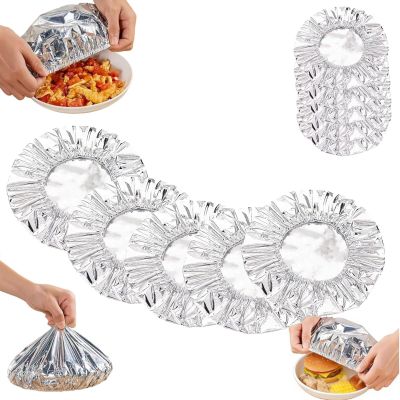 Naivetu Aluminum Foil Insulation Cover, 100 Pieces of Aluminum Foil Film Cover for Insulation, Reusable Aluminums Foil Heat Retaining Covers, For Home Dining Tables and Food Containers (40)