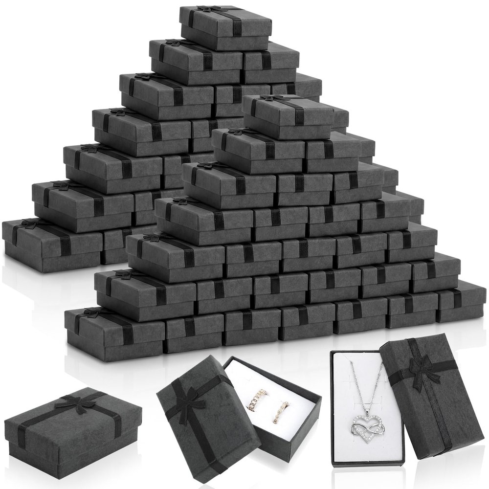 Quelay 180 Pcs Black Jewelry Gift Boxes Small Gift Boxes for Jewelry Colorful Necklace Earring Rings Bracelet Cardboard Cardboard Cases for Wedding Birthday Party, 3.15 x 1.97 x 1.18 Inch