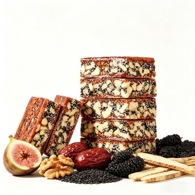 Natural Nut & Fruit Bar, 6 Premium Ingredients (Astragalus, Codonopsis, Fig, Red Date, Mulberry, Walnut), 3 Packs (120g Each), Crunchy & Chewy Healthy Snack