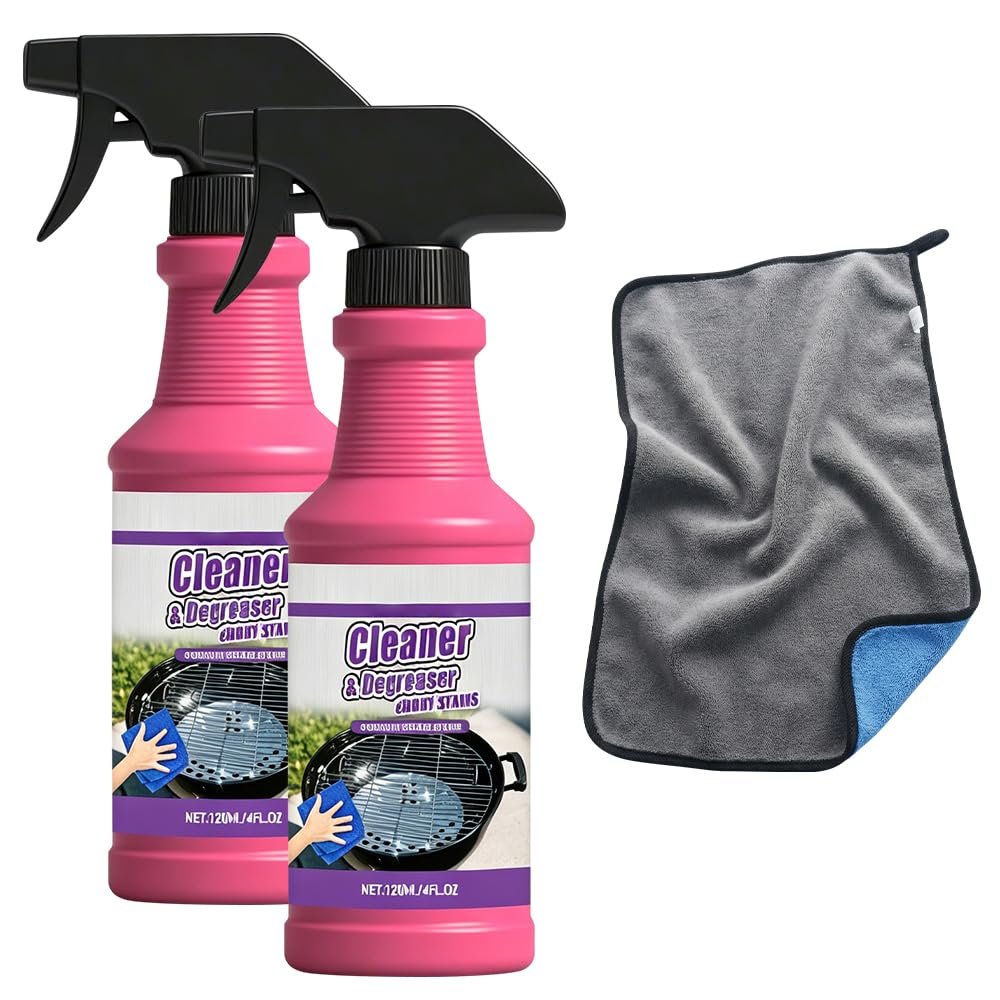 Fast-Acting Heavy-Duty Grill Degreaser Spray, BBQ Grill Cleaner for Burnt Food & Grease (2pcs)