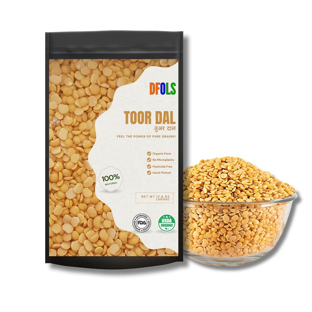DFOLS Toor Dal Split Pigeon Pea Classic Indian Dal Cooking 0.55lb 8.82oz (250g) Premium Quality