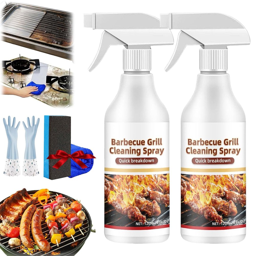 Powerful Grease Remover for Griddles,Fast-Acting Heavy-Duty Grill Degreaser Spray,Effectively Removes Stains,Black Marks,Burnt Residue,And Heavy Greaseideal for Cleaning Kitchen Grills and Ovens (2)