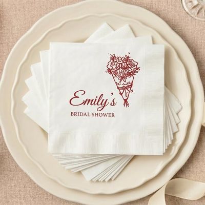 Personalized Floral Napkin Paper Disposable, Custom Dinner Napkins for Cute Decor Decorations Wedding, Engagement, Bridal Shower Party Customized 3