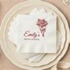 Personalized Floral Napkin Paper Disposable, Custom Dinner Napkins for Cute Decor Decorations Wedding, Engagement, Bridal Shower Party Customized 3 view 1
