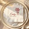 Personalized Floral Napkin Paper Disposable, Custom Dinner Napkins for Cute Decor Decorations Wedding, Engagement, Bridal Shower Party Customized 3 view 3