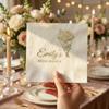 Personalized Floral Napkin Paper Disposable, Custom Dinner Napkins for Cute Decor Decorations Wedding, Engagement, Bridal Shower Party Customized 3 view 4