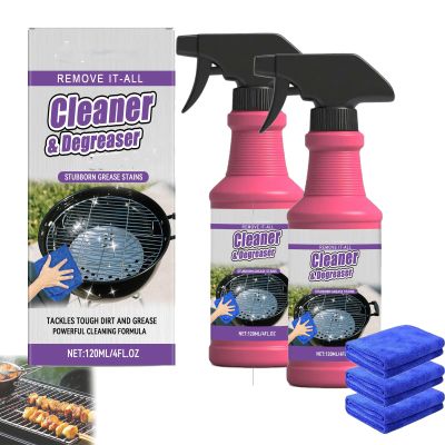 Fast-Acting Heavy-Duty Grill Degreaser Spray, BBQ Grill Cleaner Spray for Outdoor Grills, Safe Heavy Duty Cleaner for Burnt Food & Grease, for Stubborn Splatters, Stove Top, Grill, Drip Pans (2pcs)