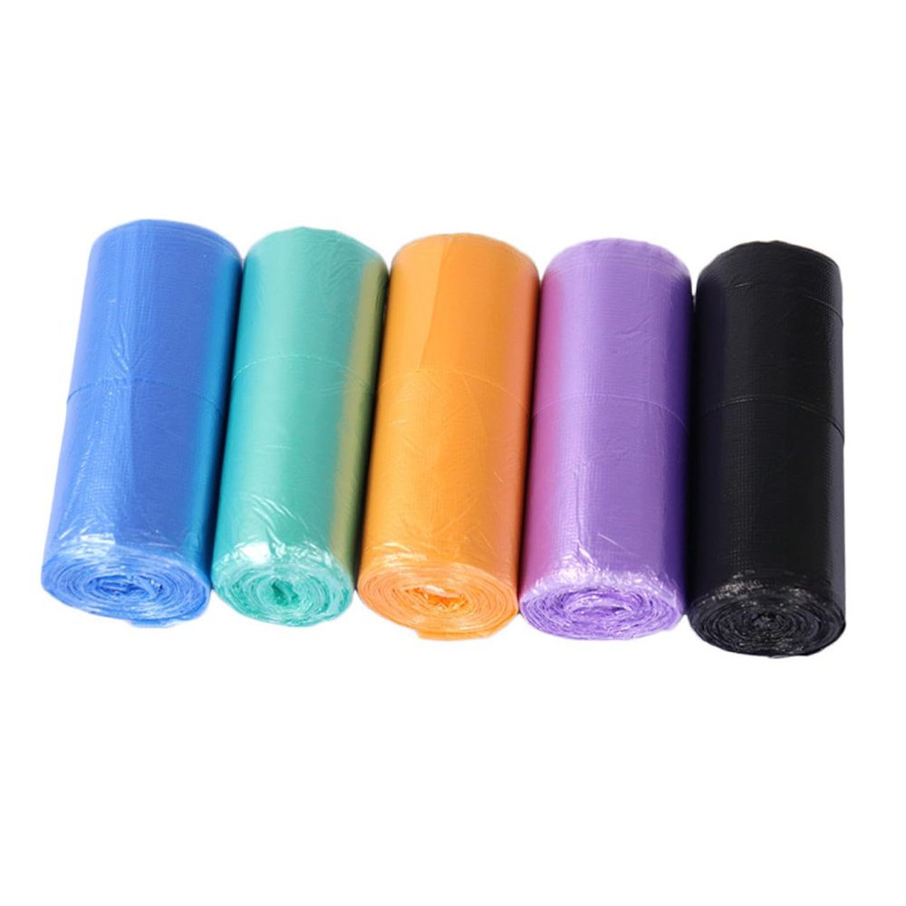 Abaodam Thickened One-time Use Trash Bags Flat Mouth Breakpoint Refuse Bags 10 Rolls 200 Pieces Random Color Portable Kitchen Garbage Liners for Home Waste Disposal