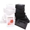 ECYC 6 Pcs 4.72x4.72x2.36 inch Kraft Boxes with Windows, Gift Packaging Box Cookie Boxes for Candy Cookies Wedding Party Favors, Black view 4