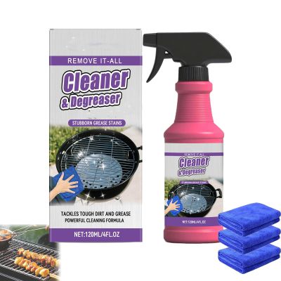 Fast-Acting Heavy-Duty Grill Degreaser Spray, BBQ Grill Cleaner Spray for Outdoor Grills, Safe Heavy Duty Cleaner for Burnt Food & Grease, for Stubborn Splatters, Stove Top, Grill, Drip Pans (1pcs)