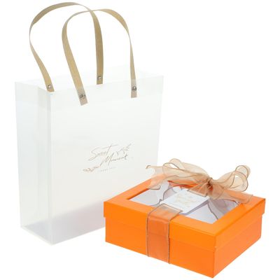 Uonlytech Bridesmaid Box Set with Tote Bag, Ribbon and Card, Small Orange Valentines Day Wedding Packaging Box for Bridesmaids and Wedding