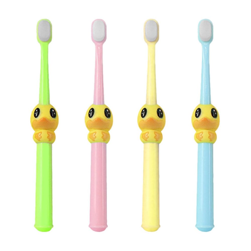 BCOATH 4pcs Soft Cartoon Bristle Toothbrushes for Ages 2-10 Colorful for Everyday Oral Hygiene