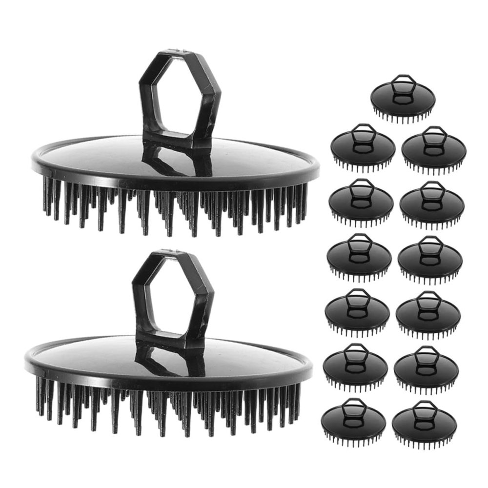 BEBEMOKO 15pcs Portable Scalp Massage Brush for Travel with Anti-Slip Handle, Small Plastic Hair Wash Brush for Dandruff Removal and Scalp Exfoliation in Shower