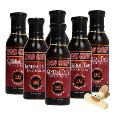 Iron Kitchen Sauce Glaze General Tso 15 oz Bottle General Tso Sauce for General Tso Chicken and Fried Rice Sauce Tso Products Chef Brown Sauce Generals Hot Sauce Style with a Random Item 6 Pack