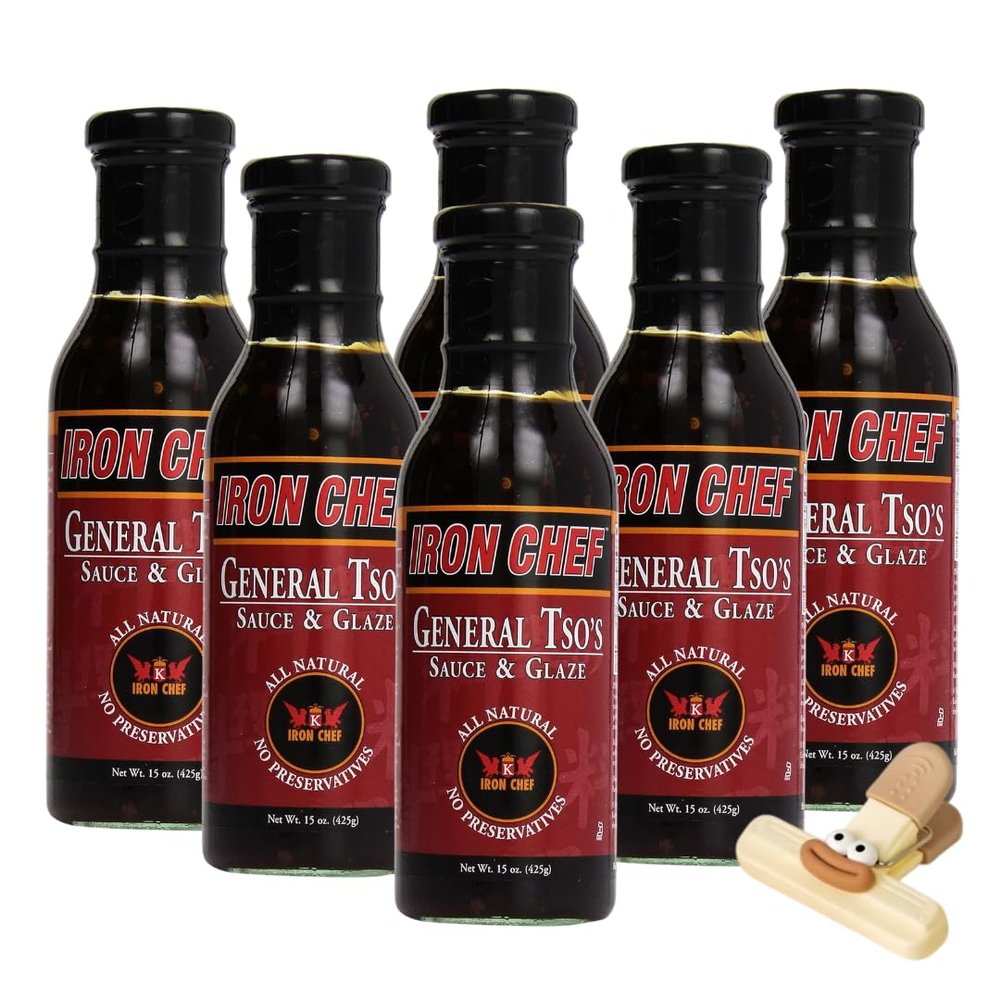 Iron Kitchen Sauce Glaze General Tso 15 oz Bottle General Tso Sauce for General Tso Chicken and Fried Rice Sauce Tso Products Chef Brown Sauce Generals Hot Sauce Style with a Random Item 6 Pack