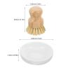 ROMISBABA Kitchen Pot Brush Set with Handle and Ceramic Draining Dish Palm and Sisal Fiber Scrub Brush for Cleaning Cookware and Vegetables Eco-Friendly Wood Material view 2