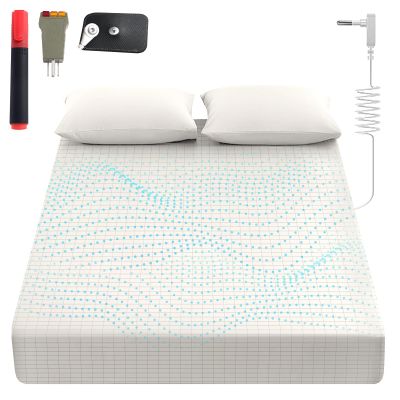 Grounding Sheets King, 90% Organic Cotton+ 10% Pure Silver Fiber,Grounded Bed Sheet Kit, Deep Pocket Grounded Bed Sheet, Relieves Pain - Used for Healthy Sleep Therapy (White, Full)
