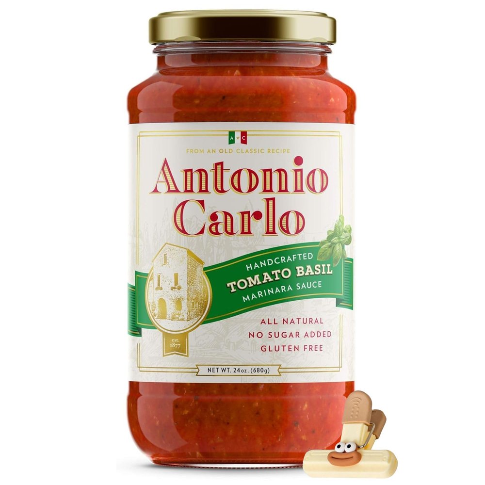 Antonio Carlo Gourmet Sauce Tomato Basil 24 oz Best Italian Pasta Sauce for Pasta Dishes Antonio Carlo Sauce Gourmet Pasta Sauce 1 Pack Pasta Sauce with bag clips