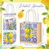 Abbylike 12 Pcs Floral Gift Bag Mini Reusable Flower Cielito Lindo Burlap Goodie Tote with Handle Button for Wedding Bridal Baby Shower Talavera Spring Party Favor (Blue White Porcelain Lemon) view 2