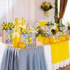 Abbylike 12 Pcs Floral Gift Bag Mini Reusable Flower Cielito Lindo Burlap Goodie Tote with Handle Button for Wedding Bridal Baby Shower Talavera Spring Party Favor (Blue White Porcelain Lemon) view 4