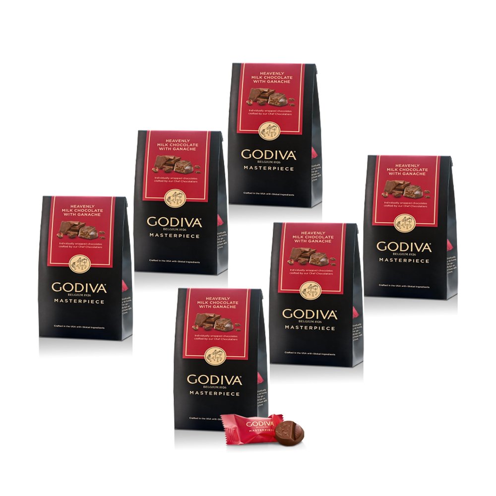 Godiva Masterpiece Milk Chocolate Bags, Ganache Center, 4 Oz, 6 Pk