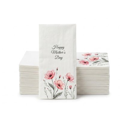 Altoona Design Happy Mothers Day Linen-Feel Guest Towels - Printed Airlaid Disposable Hand Towels, Soft & Elegant, 32 Pack