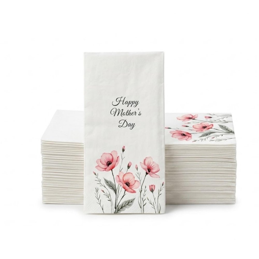 Altoona Design Happy Mothers Day Linen-Feel Guest Towels - Printed Airlaid Disposable Hand Towels, Soft & Elegant, 32 Pack