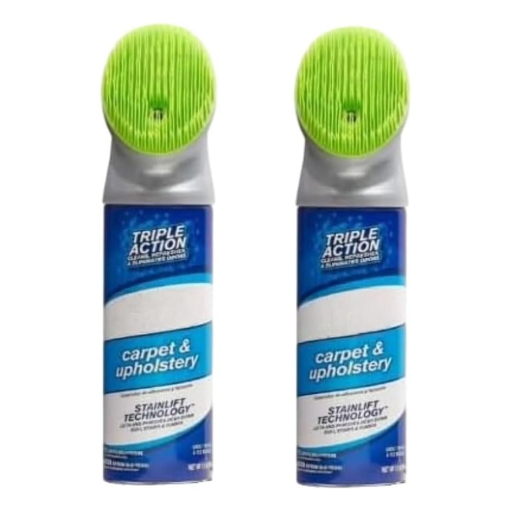Carpet and Upholstery Foam Cleaner with Built-in Brush, Triple Action Stainlift Technology for Stairs, Fabrics, Pet Odors 12 oz, (Pack of 2)