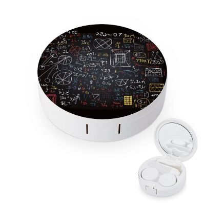 LZQPOEAS Mathematics And Physics Contact Lens Case,Compact Portable Circle Contacts Lenses Case with Mirror Tweezers Contacts Lenses Container for Travel Daily Life