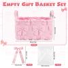 Yiyiring Pink Bow Storage Basket with Handles for Gifts 14 x 11 in Large Bow Basket for Nursery Living Room with Clear Gift Bags and Pink Bows for Wedding Baby Shower Brithday Graduation Party Supply view 2