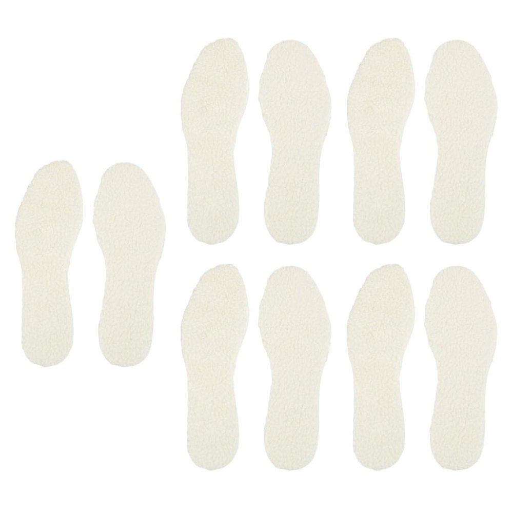 Mikinona Wool Felt Winter Insoles 5 Pairs Cold-Proof Breathable Warm Shoe Inserts Unisex Adult Cuttable Sweat-Absorbent Odor-Resistant Footwear Pads for Boots and Shoes