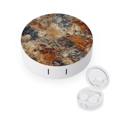 LZQPOEAS Abstract Granite Contact Lens Case,Compact Portable Circle Contacts Lenses Case with Mirror Tweezers Contacts Lenses Container for Travel Daily Life