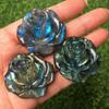 UCCKEYI 2PC Natural Labradorite Crystal Roses Quartz Home Decor: 35-40mm Blue Healing Stones for Reiki, Meditation & Feng Shui Gift view 2