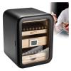 110 Cigar Desktop Humidor Cabinet with Spanish Cedar Lining and Digital Hygrometer, Large Storage Drawers and Glossy Ebony Finish, Tabletop(Black,WithoutSkylight) view 1