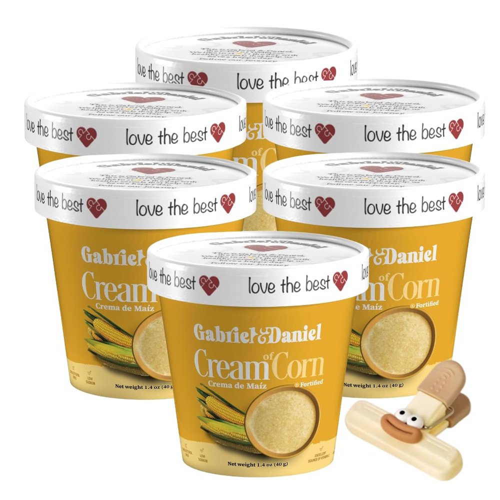 Gabriel & Daniel Cereal Cream Of Corn 2 Pack 1.4 OZ Each Breakfast Cereal and Food Portion Protein Style Breakfast Meal Oats and Oatmeal Instant Alternative 6 pack with a Random Item